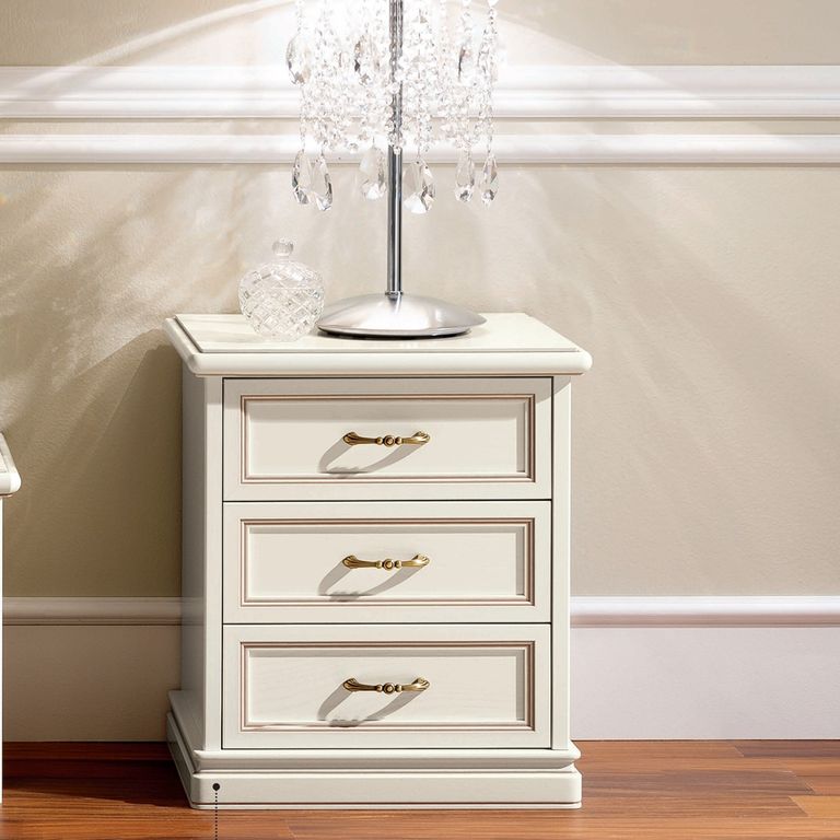 Nostalgia Bedside Cabinet - 3 Drawer - Bianco Antico