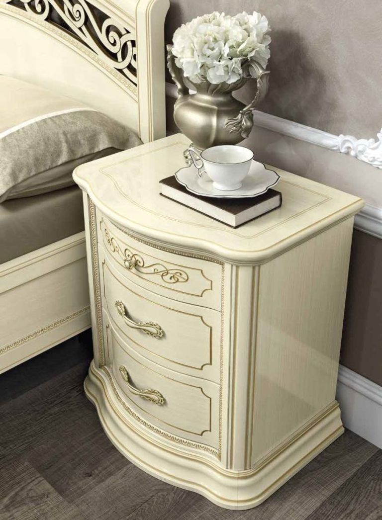 Torriani Bedside Cabinet - VIP - 3 Drawer - Ivory