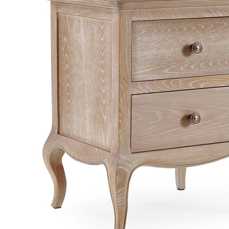 Camille Bedside Cabinet - 2 Drawer - French Style - Oak