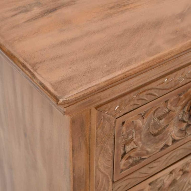 Carved Mango Wood Bedside Table