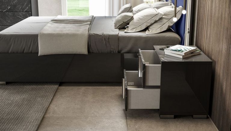 Carvelle Night Dark Grey 2 Drawer Bedside Cabinet