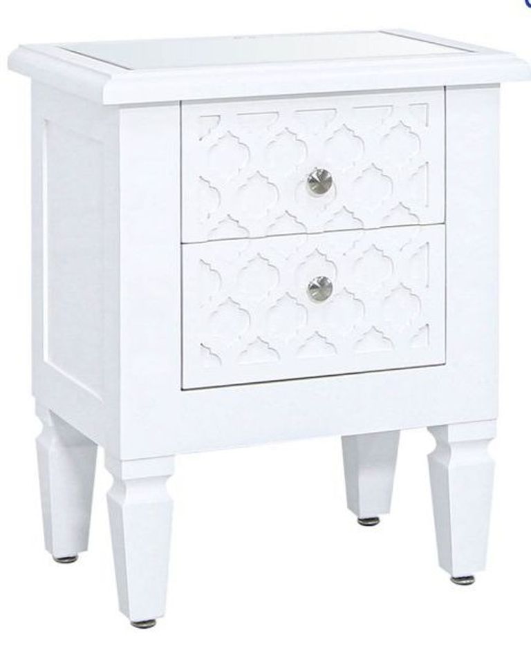Casablanca Bedside Cabinet - 2 Drawer - White
