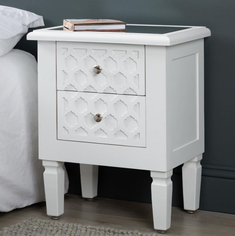 Casablanca Bedside Cabinet - 2 Drawer - White