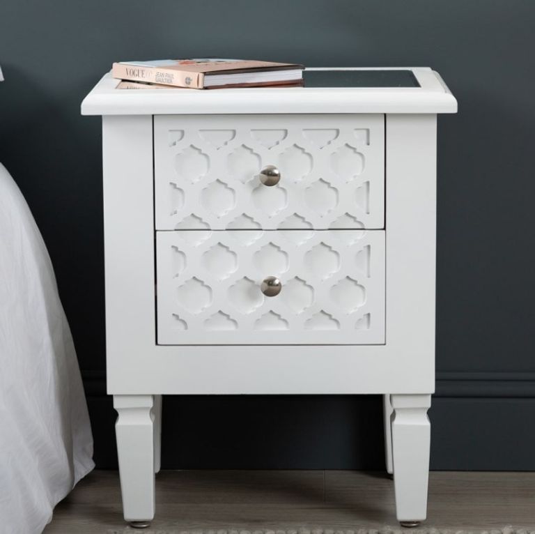 Casablanca Bedside Cabinet - 2 Drawer - White