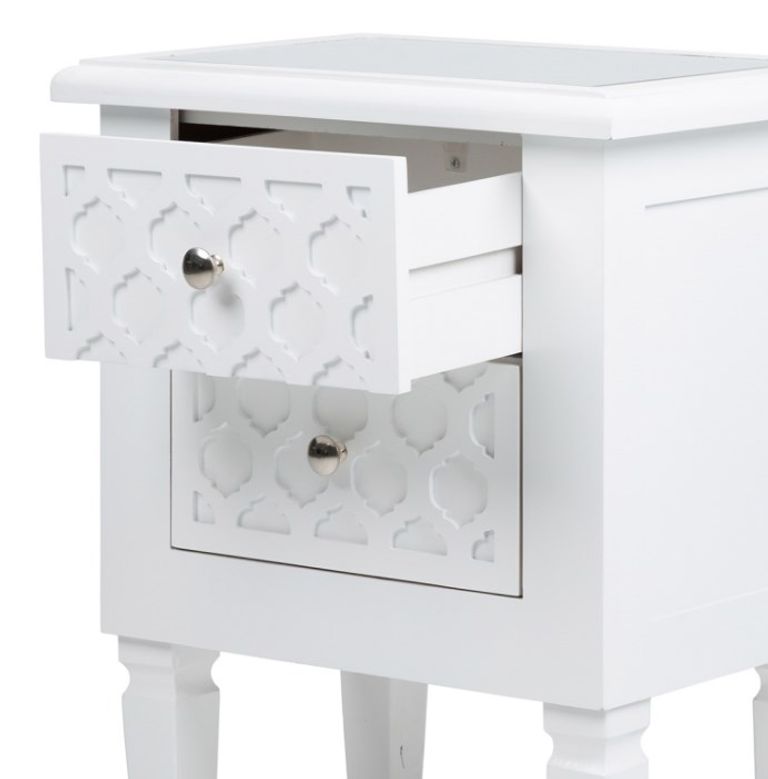 Casablanca Bedside Cabinet - 2 Drawer - White