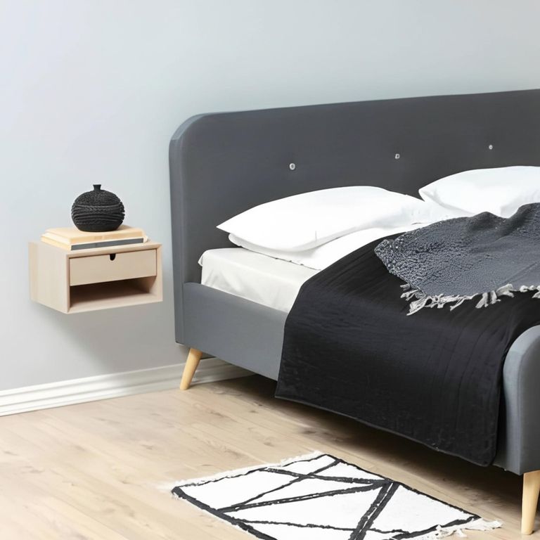 Century Bedside Table - 1 Drawer - Wall Mounted - Floating - Oak