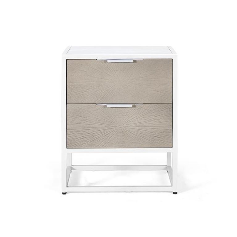 Ceris Bedside Cabinet - Beige and White - 2 Drawer