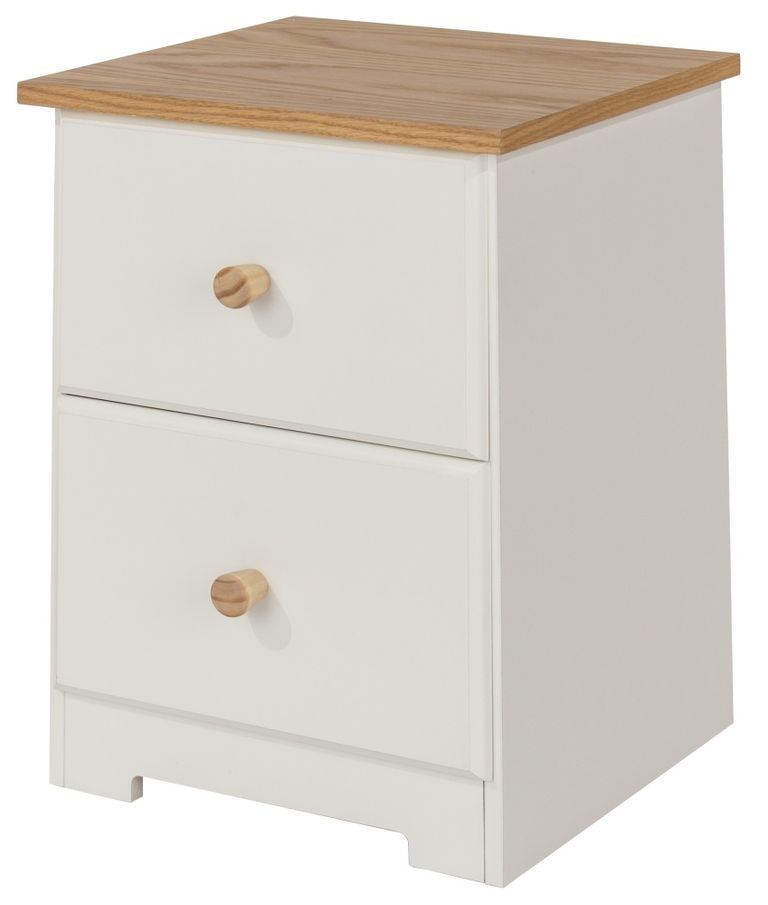 Colorado White 2 Drawer Petite Bedside Cabinet