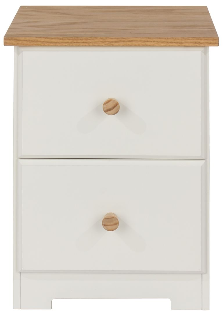 Colorado White 2 Drawer Petite Bedside Cabinet
