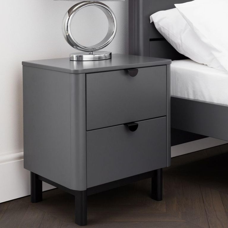 Chloe Bedside Cabinet - 2 Drawer - Grey