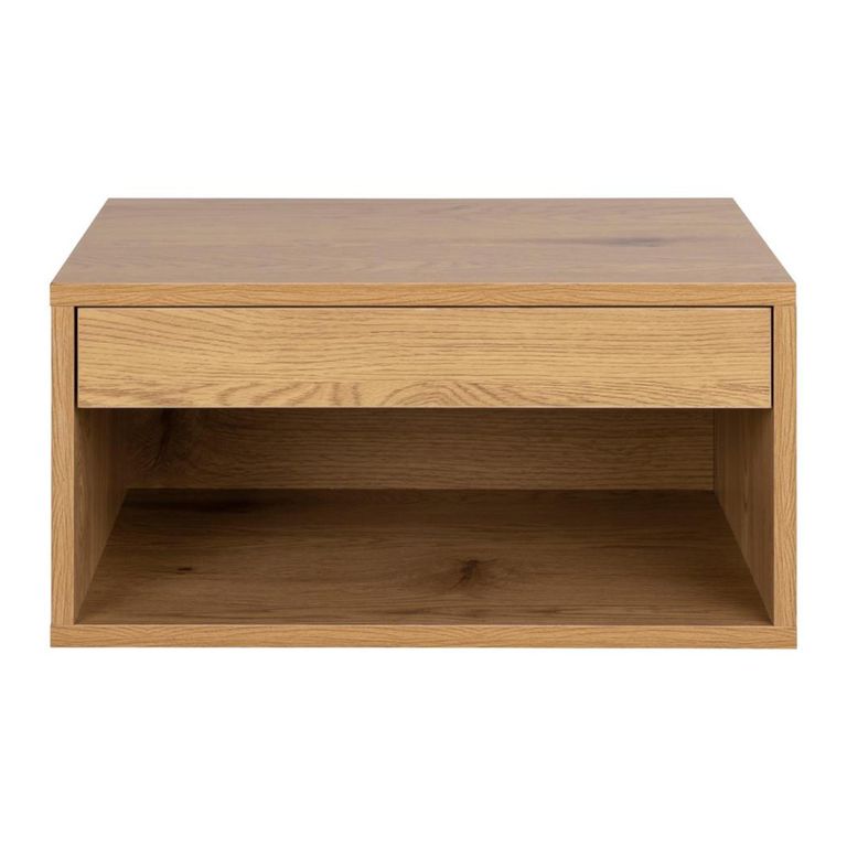 Cholet Bedside Table - 1 Drawer - Wall Mounted - Floating - Oak