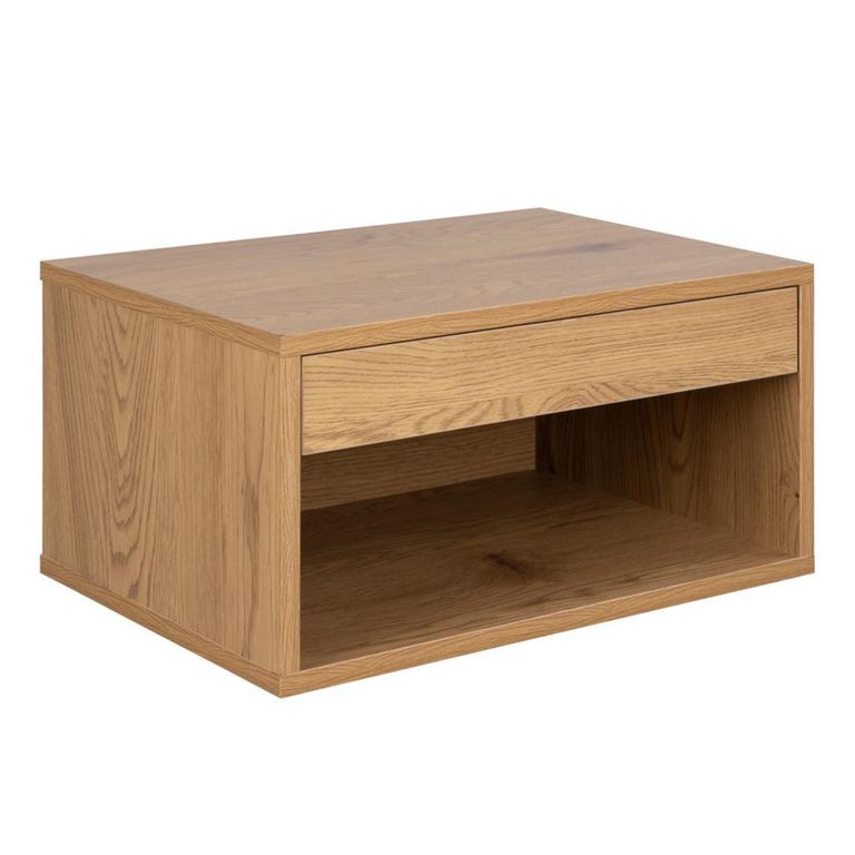 Cholet Bedside Table - 1 Drawer - Wall Mounted - Floating - Oak