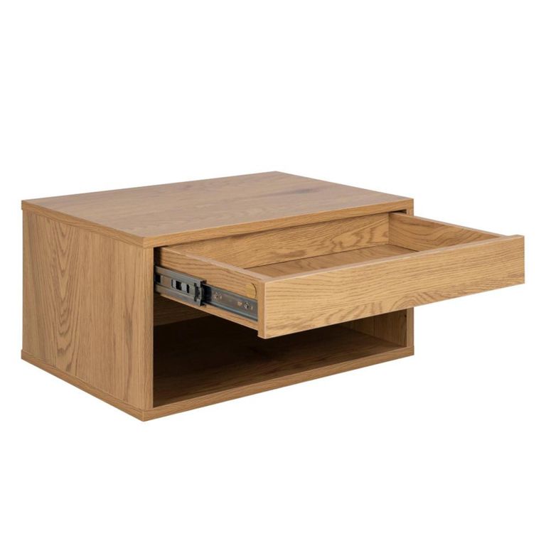 Cholet Bedside Table - 1 Drawer - Wall Mounted - Floating - Oak