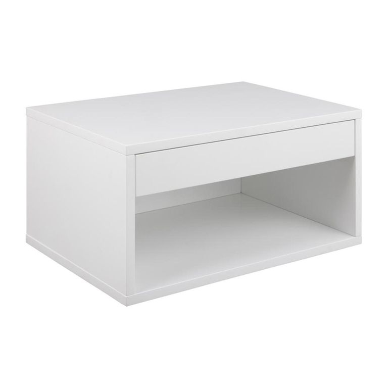 Cholet Bedside Table - 1 Drawer - Wall Mounted - Floating - White Painted