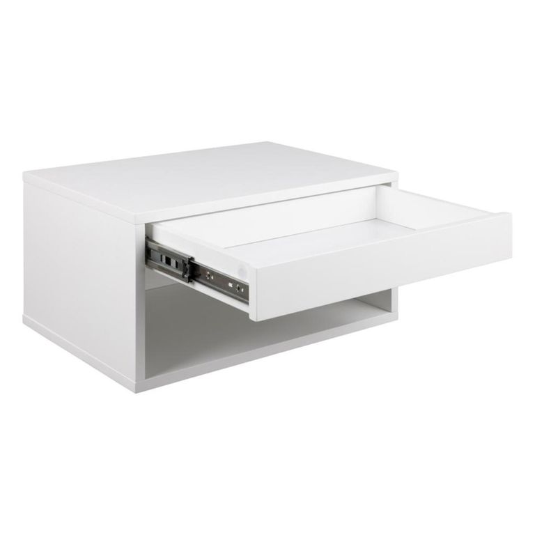 Cholet Bedside Table - 1 Drawer - Wall Mounted - Floating - White Painted