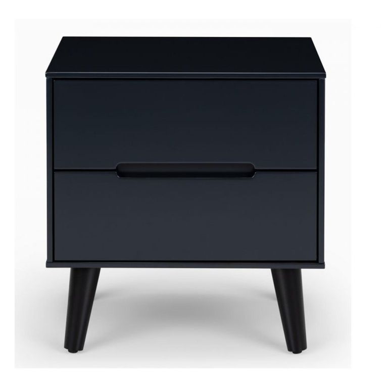 Clearance - Alicia Black 2 Drawer Bedside Cabinet - FSS16028