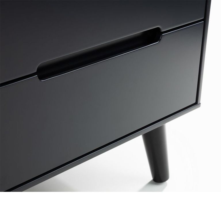 Clearance - Alicia Black 2 Drawer Bedside Cabinet - FSS16028