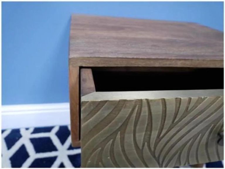 Clearance - Dutch Mango Wood and Brass Cladding Bedside Table - FSS15959