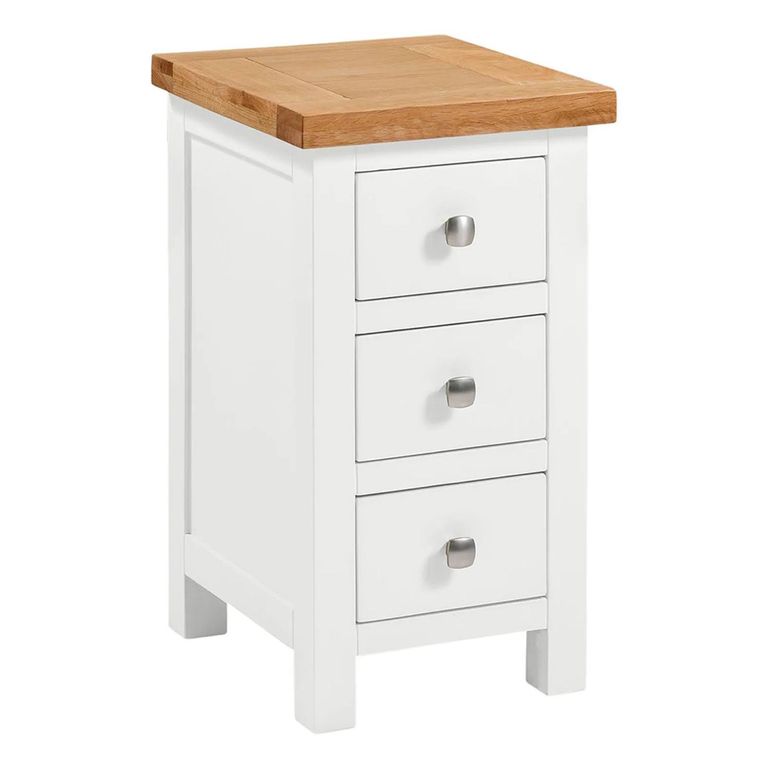 Clearance - Lundy White Painted 3 Drawer Compact Bedside Cabinet - FSS16172