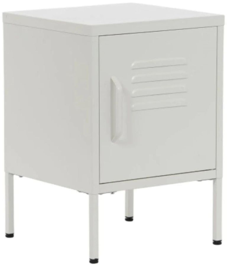 Clearance - Sirsa Industrial Style White Metal 1 Door Bedside Table - FSS15921
