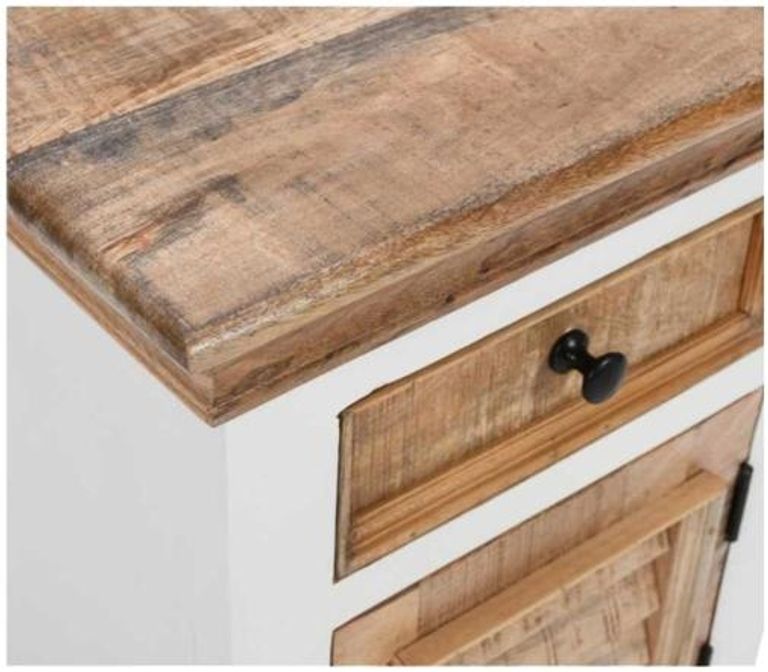 Coastal White and Wood 1 Drawer Bedside Cabinet