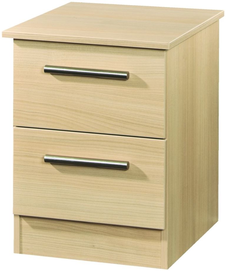 Contrast Elm Wood 2 Drawer Bedside Cabinet