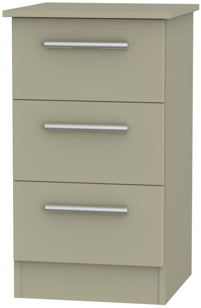 Contrast Mushroom 3 Drawer Bedside Cabinet