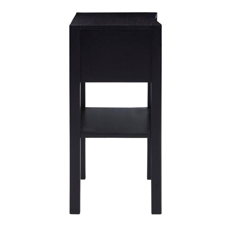 Corso Bedside Table - 1 Drawer - Black Wood and Rattan