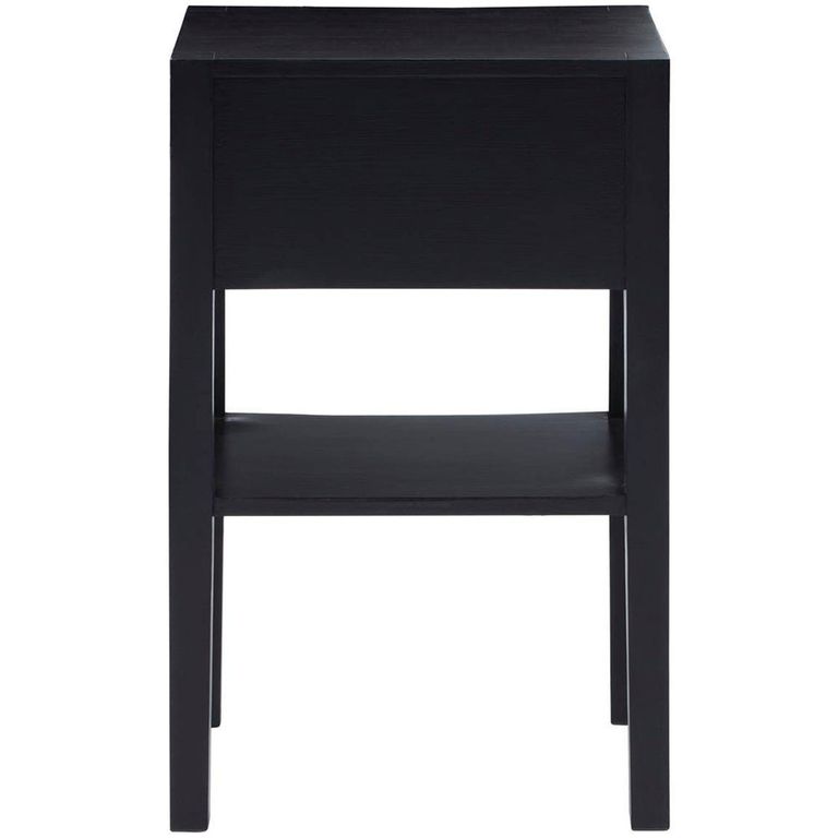 Corso Bedside Table - 1 Drawer - Black Wood and Rattan