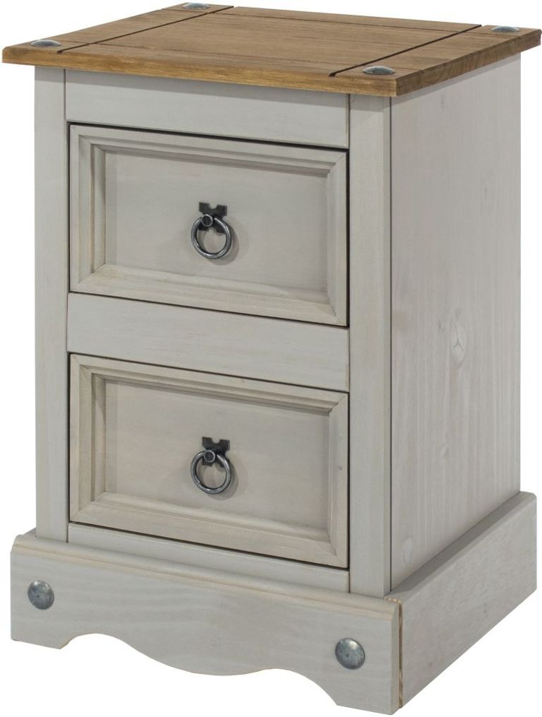 Corona Grey Mexican Pine 2 Drawer Petite Bedside Cabinet