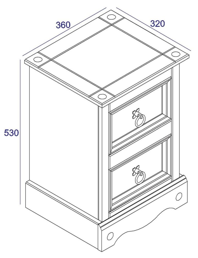 Corona Grey Mexican Pine 2 Drawer Petite Bedside Cabinet