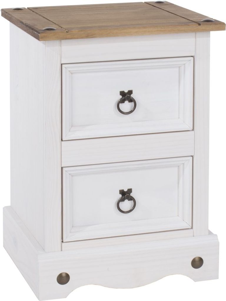 Corona White Mexican Pine 2 Drawer Petite Bedside Cabinet