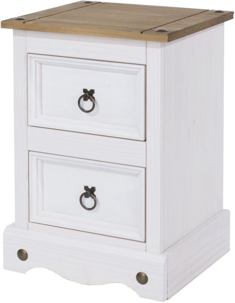 Corona White Mexican Pine 2 Drawer Petite Bedside Cabinet