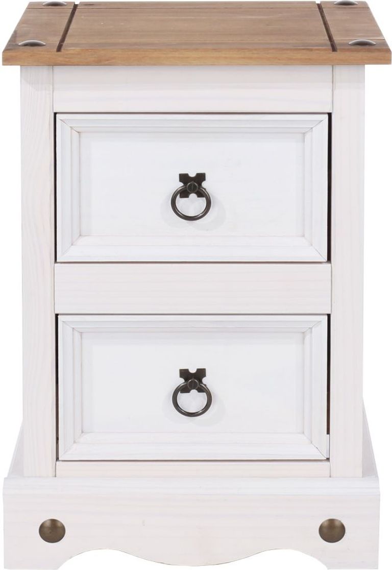 Corona White Mexican Pine 2 Drawer Petite Bedside Cabinet