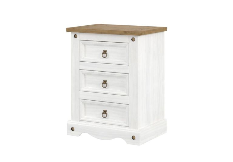 Corona White Mexican Pine 3 Drawer Bedside Cabinet