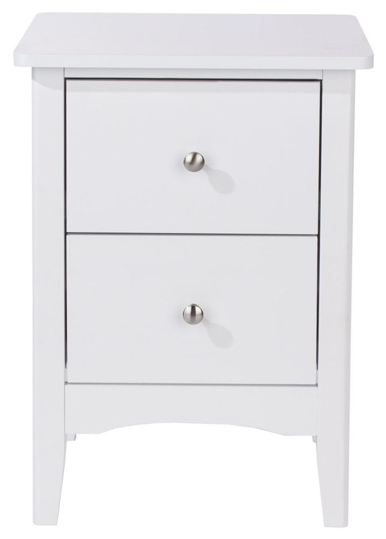 Como White Painted 2 Drawer Bedside Cabinet