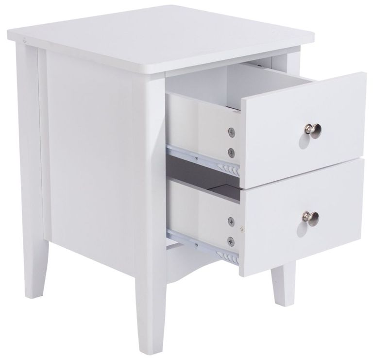 Como White Painted 2 Petite Drawer Bedside Cabinet