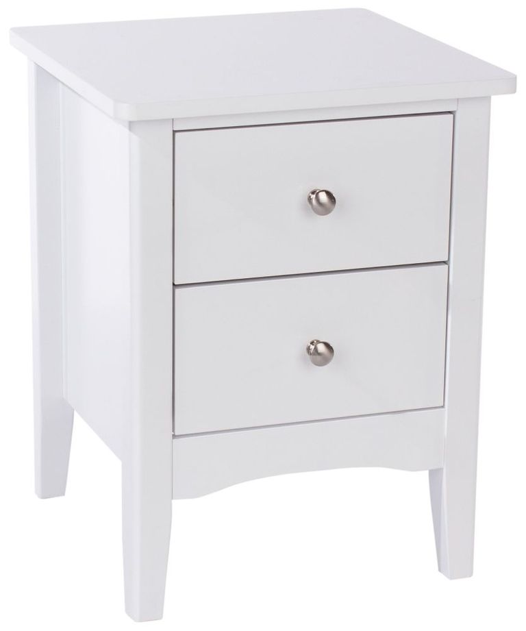 Como White Painted 2 Petite Drawer Bedside Cabinet