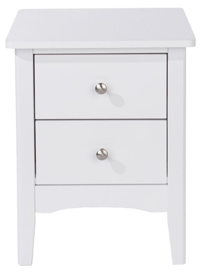 Como White Painted 2 Petite Drawer Bedside Cabinet