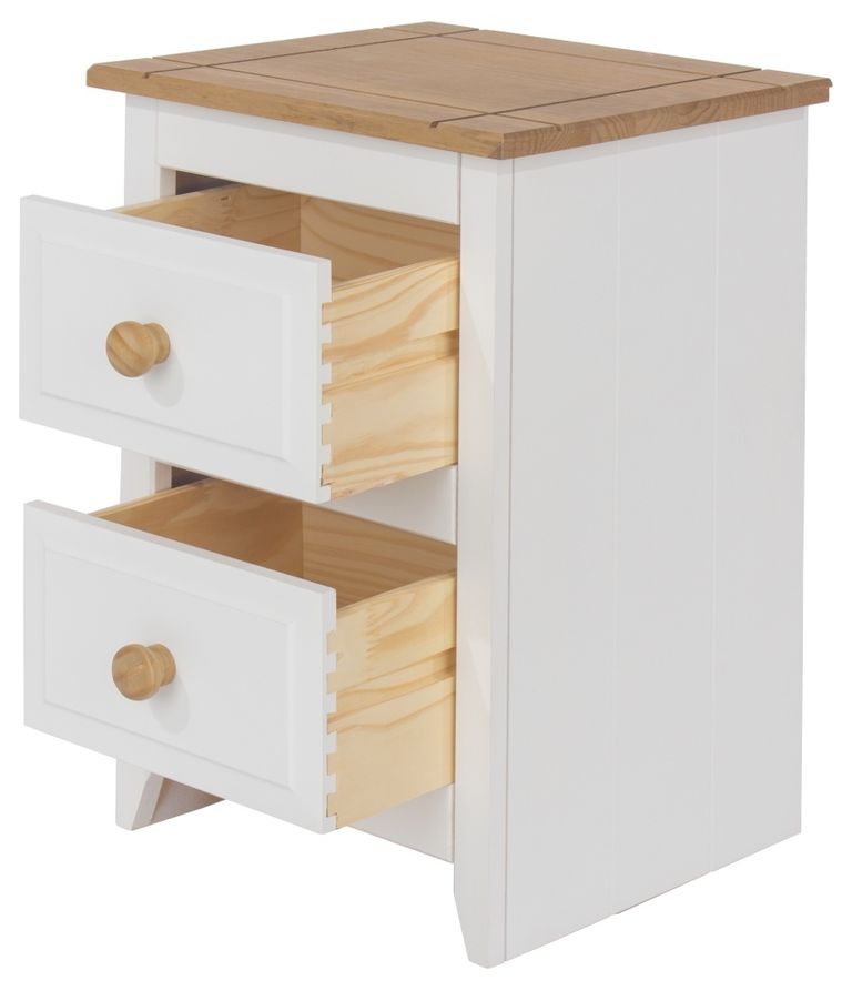Capri White 2 Drawer Petite Bedside Cabinet