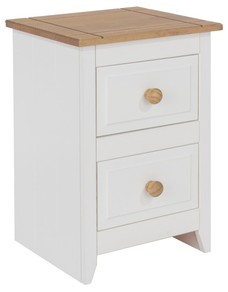 Capri White 2 Drawer Petite Bedside Cabinet