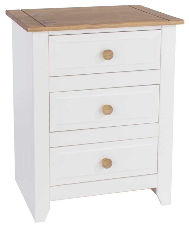 Capri White 3 Drawer Bedside Cabinet