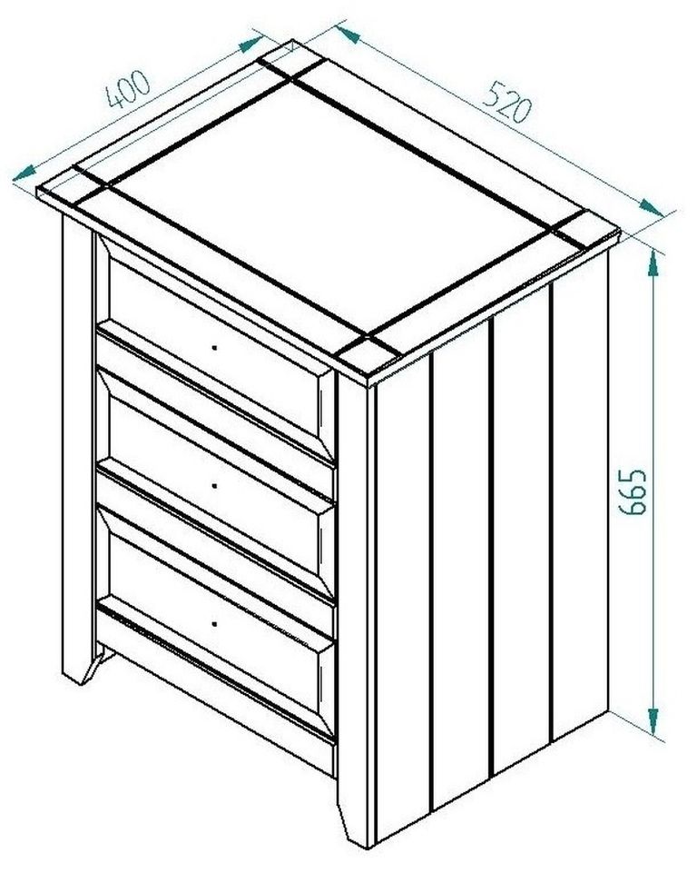 Capri White 3 Drawer Bedside Cabinet