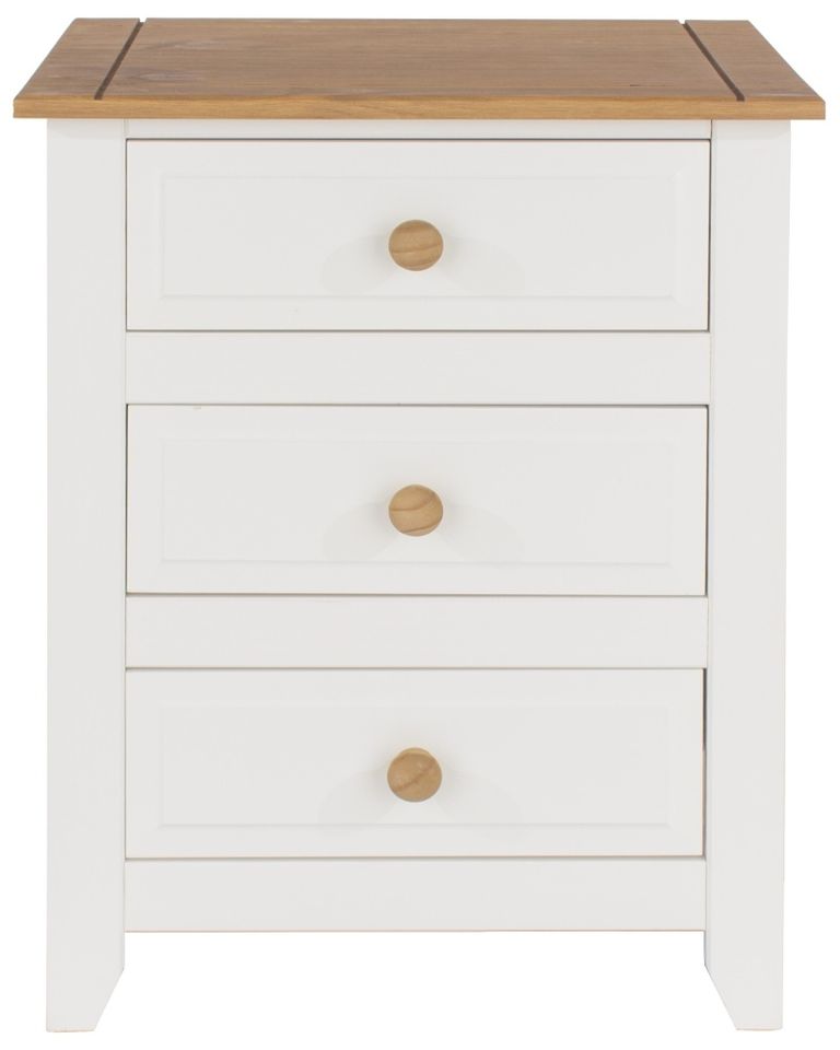 Capri White 3 Drawer Bedside Cabinet