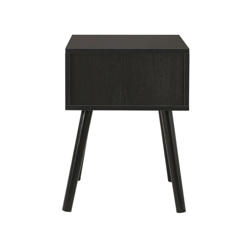 Croxley Bedside Table - 1 Drawer - Black and Rattan