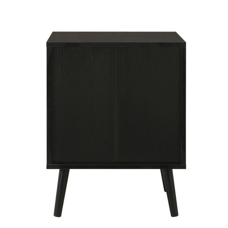 Croxley Bedside Cabinet - 2 Drawer - Black and Rattan