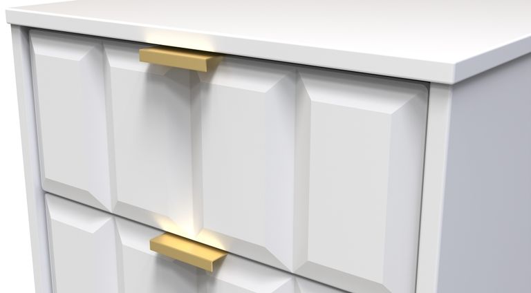Cube White 2 Drawer Bedside Cabinet with Gold Hairpin Legs