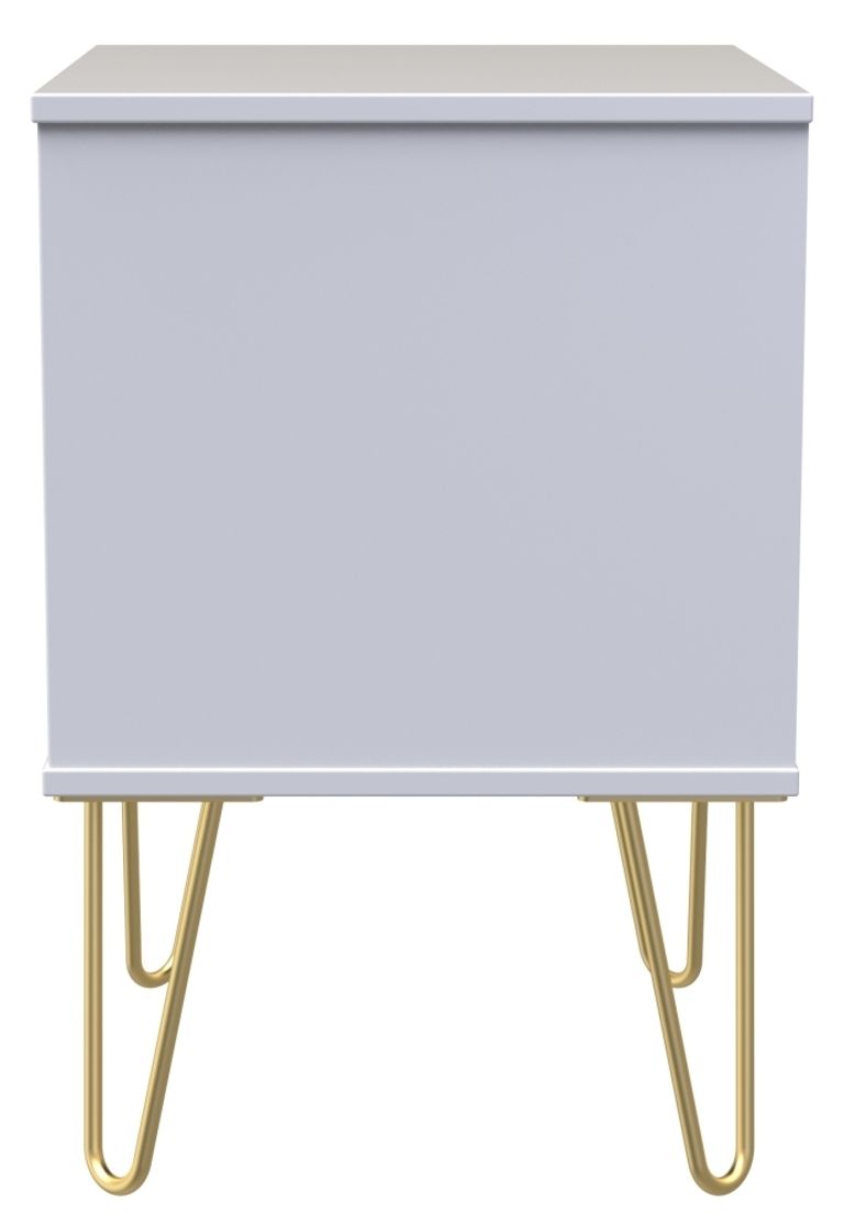 Cube White 2 Drawer Bedside Cabinet with Gold Hairpin Legs
