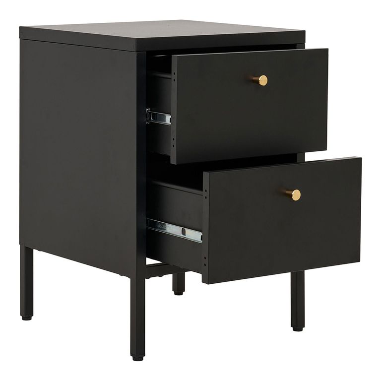 Dalby Bedside Cabinet - 2 Drawer - Metal - Black