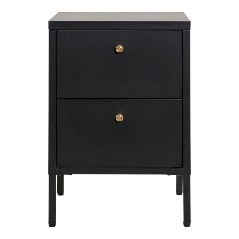 Dalby Bedside Cabinet - 2 Drawer - Metal - Black